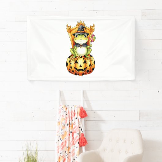 カボチャのハロウィーンかわいいカエル 横断幕 (インサイチュ)