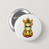 カボチャのハロウィーンかわいいカエル 缶バッジ (正面&裏面)