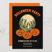 カボチャのハロウィーンで手を魔女 招待状 (正面/裏面)