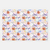 カボチャのハロウィーンの可愛い幽霊 ラッピングペーパーシート (正面2)