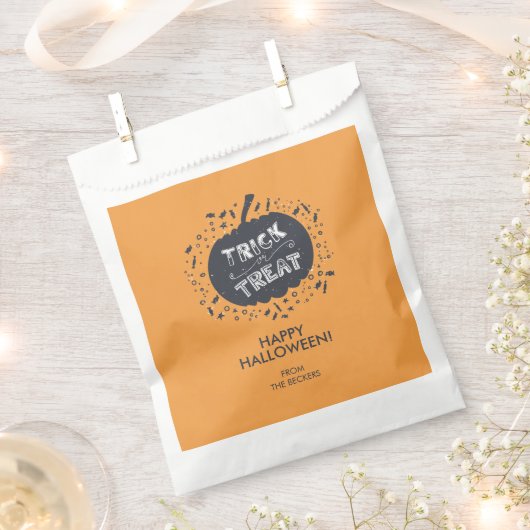 カボチャのハロウィーンの好意バッグをトリックまたは治療 フェイバーバッグ (クリップ留めされた状態)