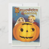 カボチャのハロウィーンの後ろのヴィンテージ 招待状 (正面)