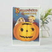 カボチャのハロウィーンの後ろのヴィンテージ 招待状 (スタンド正面)