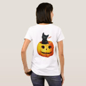 カボチャのハロウィーンの猫 Tシャツ (裏面フル)
