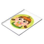 カボチャのハロウィーンの衣装を着たかわいい女の子 ノートブック (左側)