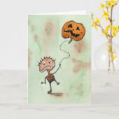 カボチャのハロウィーンカードを持つ生き物 カード (黄色い花)