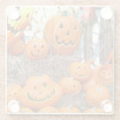 カボチャのハロウィーンハロウィーンのカボチャのちょうちんオレンジのカボチャ ガラスコースター (裏面)