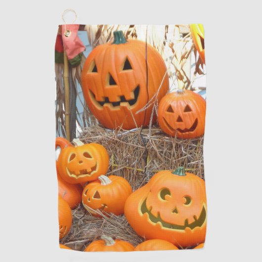 カボチャのハロウィーンハロウィーンのカボチャのちょうちんオレンジのカボチャ ゴルフタオル (正面)