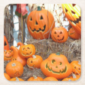 カボチャのハロウィーンハロウィーンのカボチャのちょうちんオレンジのカボチャ スクエアペーパーコースター (正面)