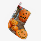 カボチャのハロウィーンハロウィーンのカボチャのちょうちんオレンジのカボチャ スモールクリスマスストッキング (正面 (吊り時))