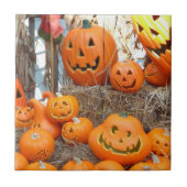 カボチャのハロウィーンハロウィーンのカボチャのちょうちんオレンジのカボチャ タイル (正面)