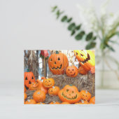 カボチャのハロウィーンハロウィーンのカボチャのちょうちんオレンジのカボチャ ポストカード (スタンド正面)