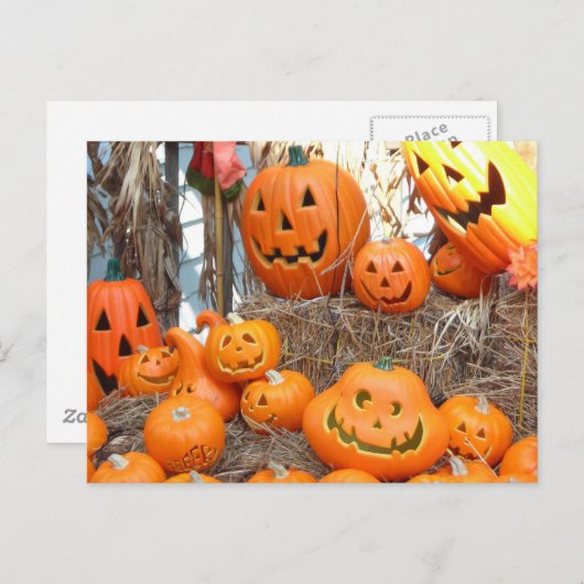 カボチャのハロウィーンハロウィーンのカボチャのちょうちんオレンジのカボチャ ポストカード (正面/裏面)