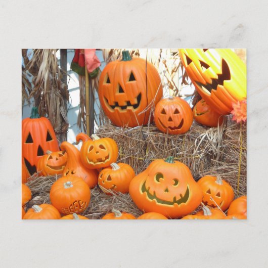 カボチャのハロウィーンハロウィーンのカボチャのちょうちんオレンジのカボチャ ポストカード (正面)