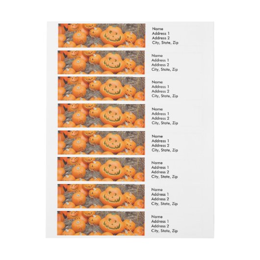 カボチャのハロウィーンハロウィーンのカボチャのちょうちんオレンジのカボチャ ラップアラウンド宛名ラベル (シート)