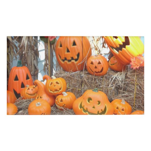 カボチャのハロウィーンハロウィーンのカボチャのちょうちんオレンジのカボチャ 名札 (正面)