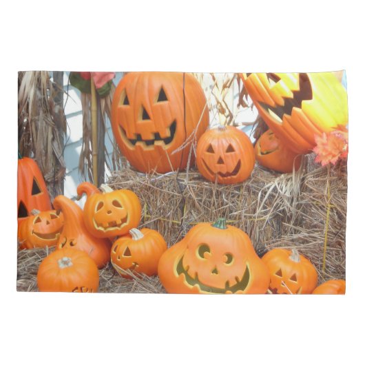 カボチャのハロウィーンハロウィーンのカボチャのちょうちんオレンジのカボチャ 枕カバー (裏面)