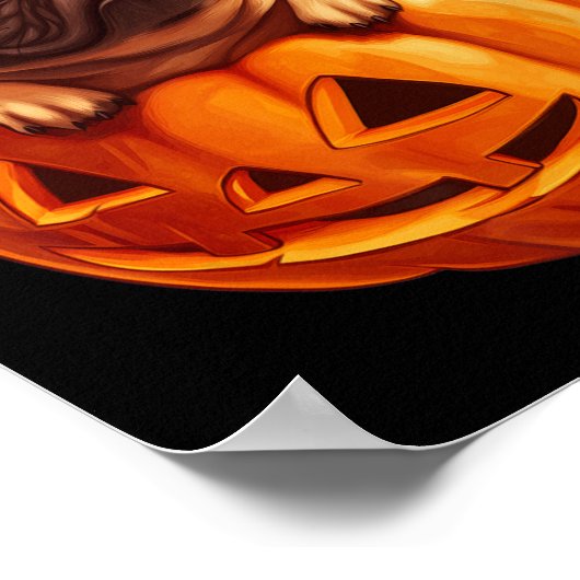 カボチャのハロウィーンパグキンキュートパグハロウィーン ポスター (角)