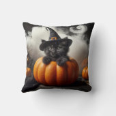 カボチャのハロウィーンブラックキットン クッション (裏面)