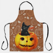 カボチャのハロウィーン猫 エプロン (正面)