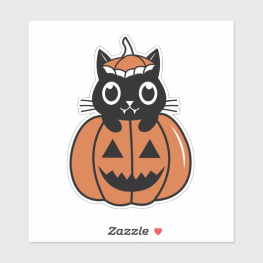 カボチャのハロウィーン猫 シール (シート)