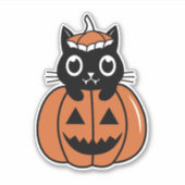 カボチャのハロウィーン猫 シール (正面)