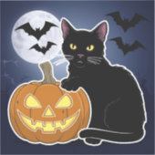 カボチャのハロウィーン黒猫 シール (正面)