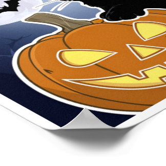 カボチャのハロウィーン黒猫 ポスター