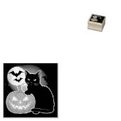 カボチャのハロウィーン黒猫 ラバースタンプ (押印)