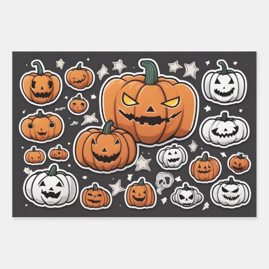 カボチャのハロウィーン ラッピングペーパーシート (正面)