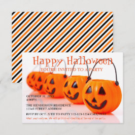 カボチャのバケツ - 3x5 ハロウィンパーティー招待状 招待状