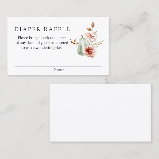 カボチャのバーガンディおむつラッフルエンクロージャカード 名刺 (正面/裏面)