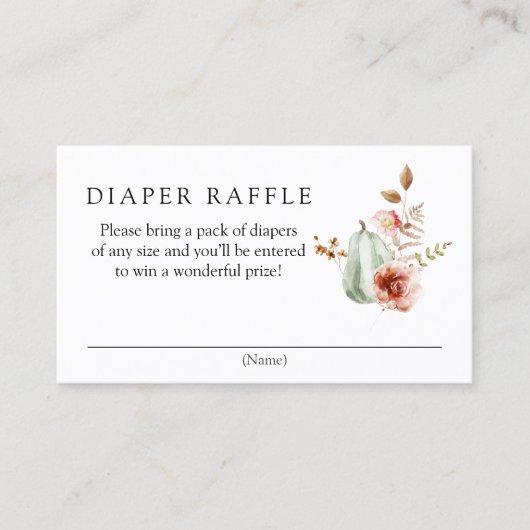 カボチャのバーガンディおむつラッフルエンクロージャカード 名刺 (正面)