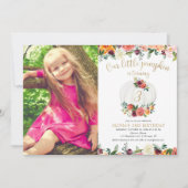 カボチャのバーガンディ金ゴールドフローラの年齢写真 招待状 (正面)