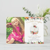 カボチャのバーガンディ金ゴールドフローラの年齢写真 招待状 (スタンド正面)