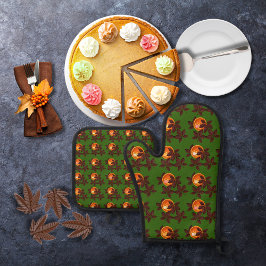 カボチャのパイとチョコレート離れの緑 鍋つかみ&鍋敷きセット