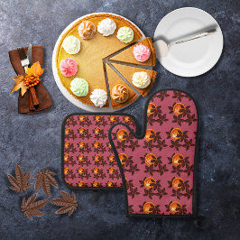 カボチャのパイとチョコ離れ深いバラ 鍋つかみ&鍋敷きセット