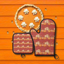 カボチャのパイと黒糖キューブ赤 鍋つかみ&鍋敷きセット