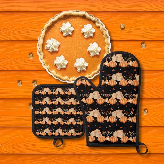 カボチャのパイと黒糖キューブ 鍋つかみ&鍋敷きセット