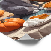 カボチャのパイのグレー猫 ポスター (角)