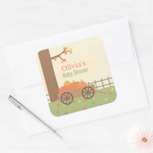 カボチャのパッチのカート赤ちゃんシャワーの装飾シール スクエアシール (封筒)