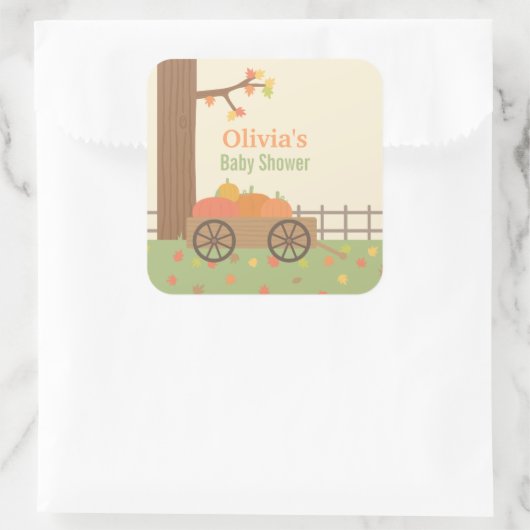 カボチャのパッチのカート赤ちゃんシャワーの装飾シール スクエアシール (バッグ)