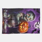 カボチャのパッチのスケルトンの仲間 キッチンタオル (横)