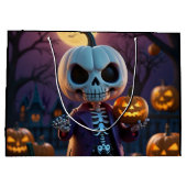 カボチャのパッチのスケルトンの仲間 ラージペーパーバッグ (裏面)