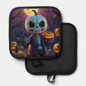 カボチャのパッチのスケルトンの仲間 鍋敷き (正面/裏面)