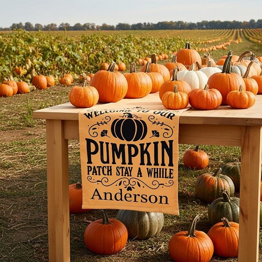 カボチャのパッチへようこそパーソナライズされた ロングテーブルランナー