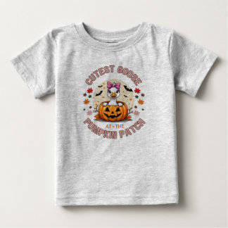 カボチャのパッチシャツで最も可愛いガチョウ – かわいい ベビーTシャツ