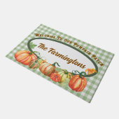 カボチャのパッチファミリ名へようこそ ドアマット (アングル)