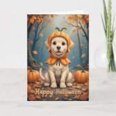 カボチャのパッチ子犬のカワイナスオーバーロードのハロウィーン カード (正面)