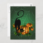カボチャのパッチ、ブラックキャット&くもの巣byシャロンシャーペ ポストカード (正面/裏面)